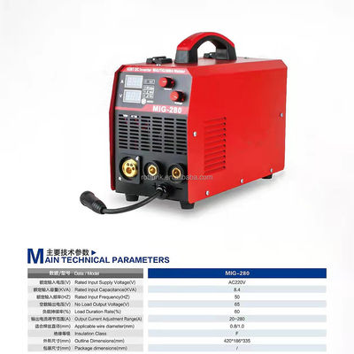 220V 스마트 인버터 MIG 280 철 스테인리스 스틸 용 용접 기계 60% 티그 인버터