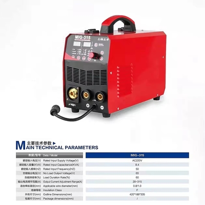 조작 용이성 MIG315 휴대용 IGBT 용접 인버터 등급 출력 전압 MIG 65 V